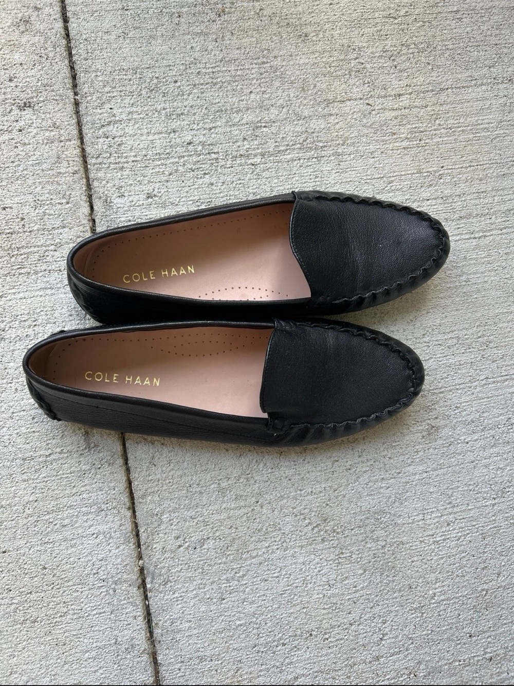 Cole Haan Black Leather Moccasin Flats